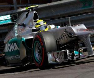 пазл Нико Росберг - Mercedes GP - Гран-при Монако 2012 (2 º Clasificado)
